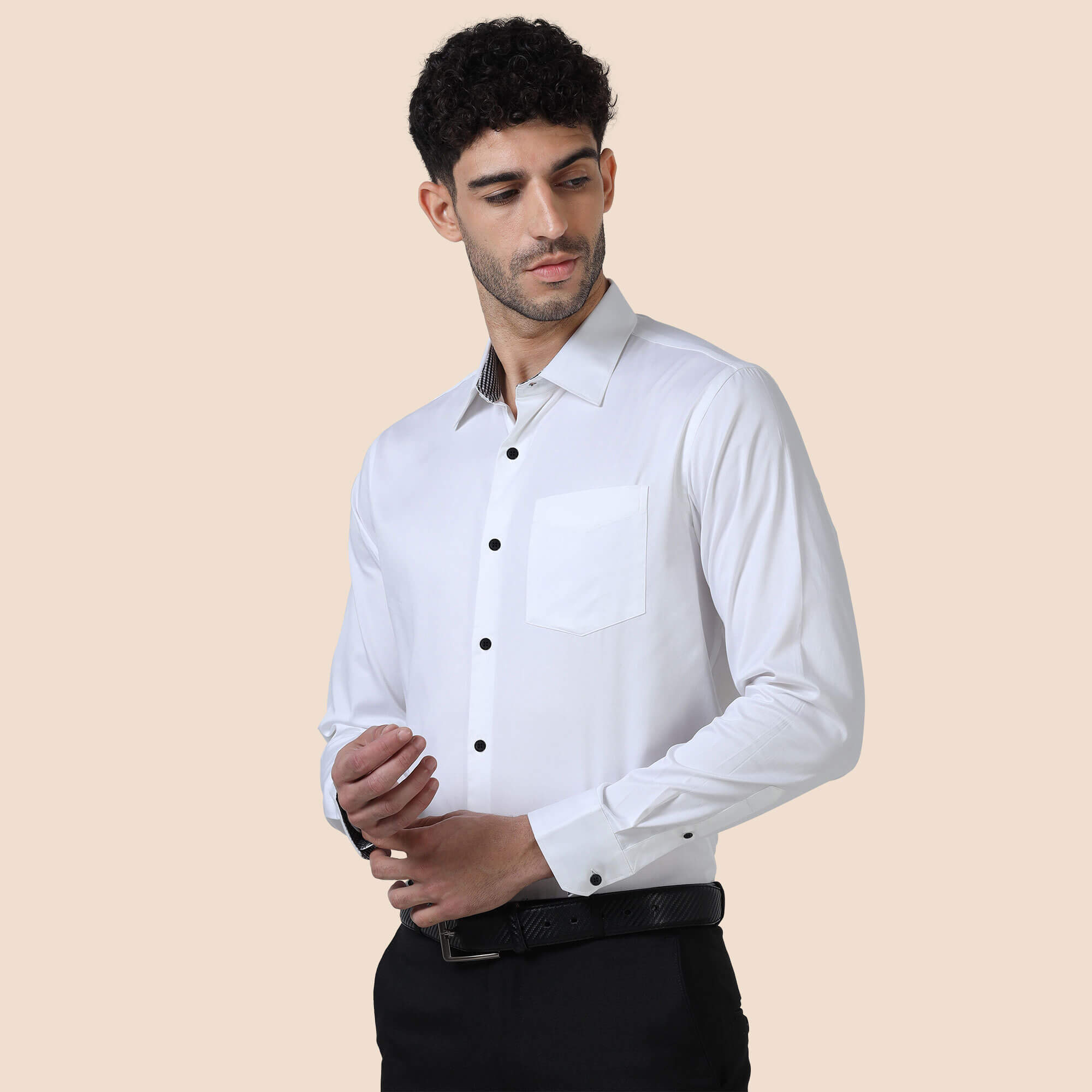 Vintage white shirt with black buttons by TFC