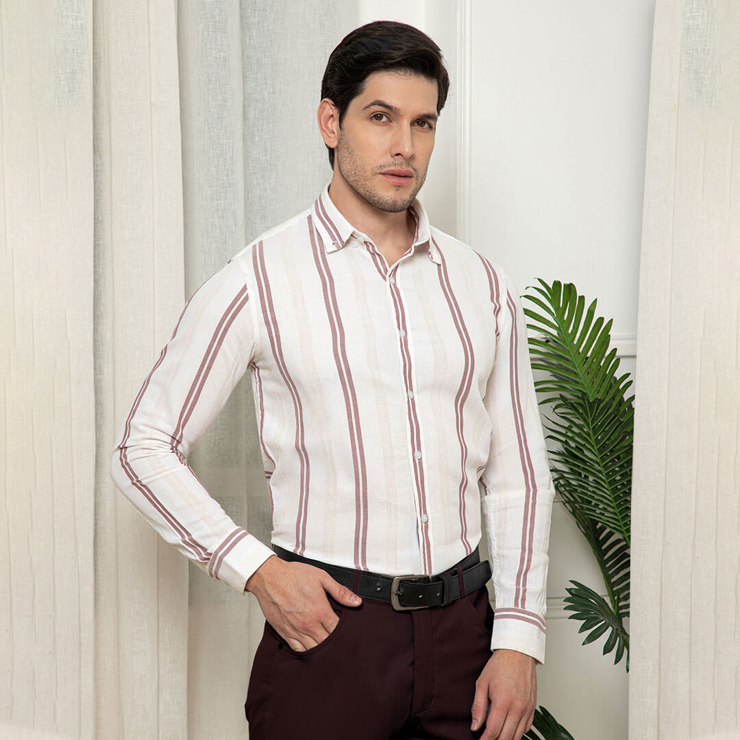Skyline Twin Stripes Shirt in Wine by TFC