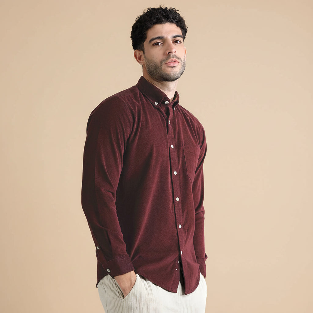 Cruise Corduroy Shirt In Wineberry