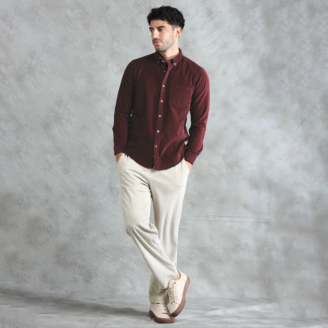 Cruise Corduroy Shirt In Wineberry