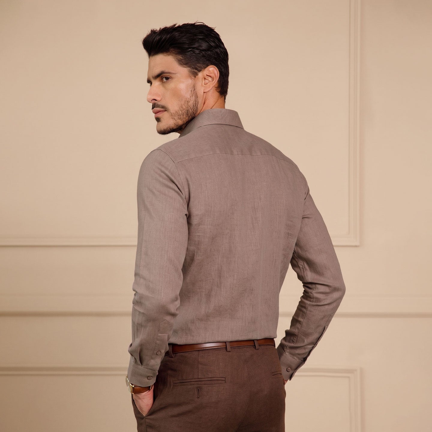 Cedar Pure Linen Full Sleeves Shirt In Pearl Rose