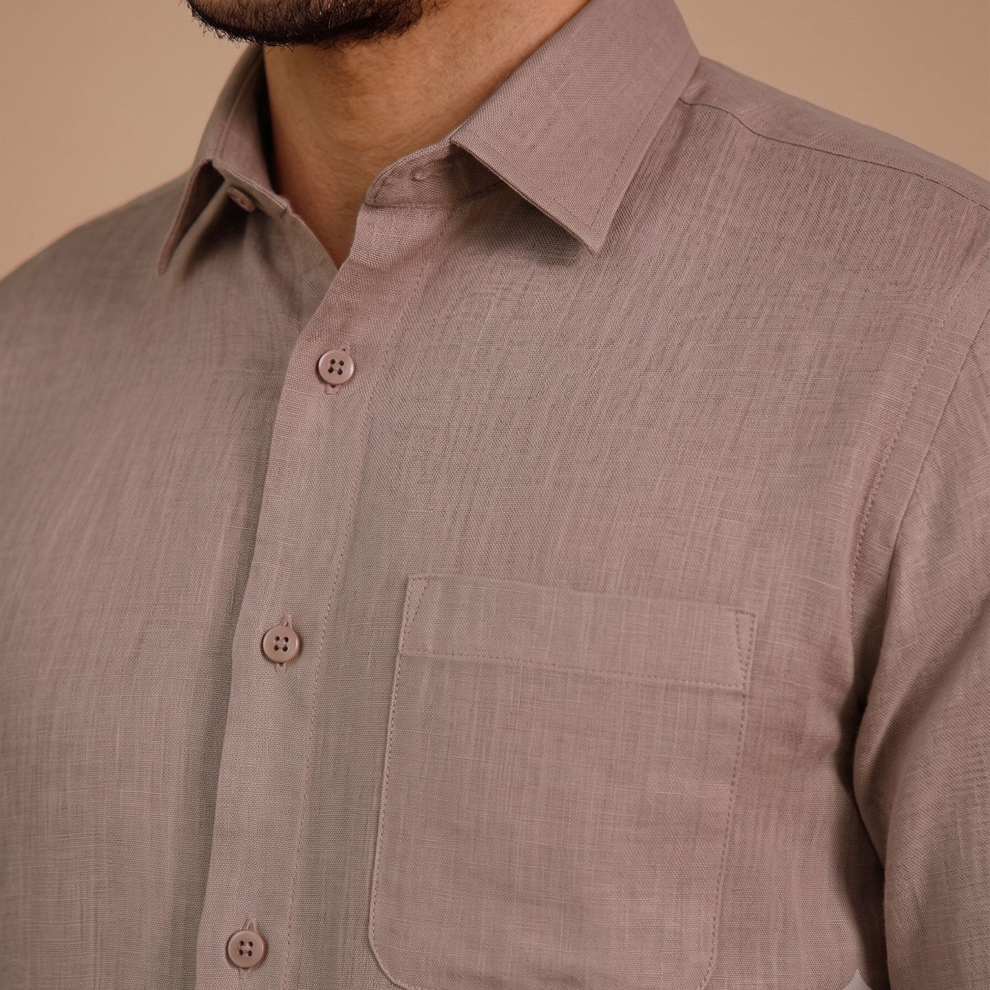 Cedar Pure Linen Half Sleeves Shirt In Blush Rose